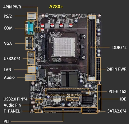 PCWINMAX A780+ Gaming Motherboard DDR3 Dual Channel Mainboard For LGA940 938 AM2 AM2+ AM3 FX Series Processors