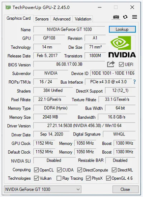 PCWINMAX Geforce GT 1030 2GB DDR4 64Bit Computer Graphics Card Low Profile HD DVI Outputs GPU
