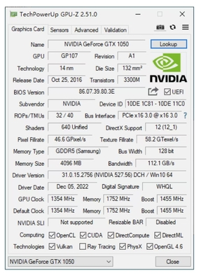 PCWINMAX OEM GTX1050 4GB DDR5 128BIT Dual Fans 1354/1455 MHz 640SP PCI Express 3.0 X16 Graphics Card