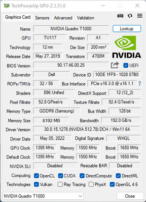 NV Quadro T1000 8GB DDR6 128Bit Multiple Display Graphics Card Up to 160GB/s Memory Bandwidth for Workstation PC