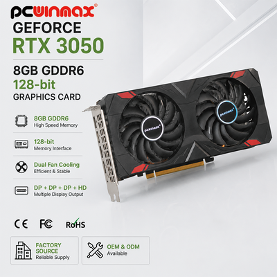 PCWINMAX Gaming GeForce RTX 3050 8GB GDDR6 128-Bit HD/DP PCIe 4 Dual Fans Graphics Card for PC Gaming