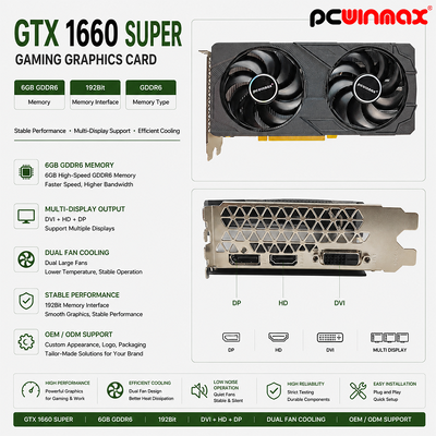 PCWINMAX GeForce GTX 1660 Super Graphics Card, 6GB GDDR6 Gaming PC GPU 192bit Video Card PCIe 3.0 x16 1660S Game Cards