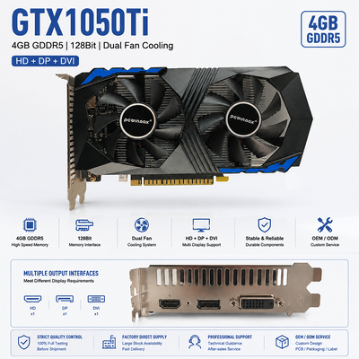 PCWINMAX Wholesale GTX 1050 Ti 4GB 128Bit Graphics Card GDDR5 Low Power GPU With HD DP DVI Output For Desktop